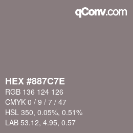 Color code: HEX #887C7E | qconv.com