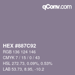 Color code: HEX #887C92 | qconv.com