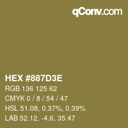Color code: HEX #887D3E | qconv.com