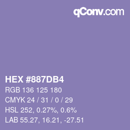 カラーコード: HEX #887DB4 | qconv.com