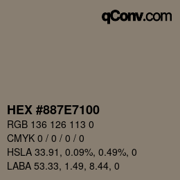 Color code: HEX #887E7100 | qconv.com