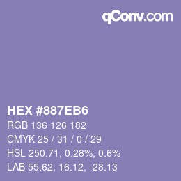 Color code: HEX #887EB6 | qconv.com