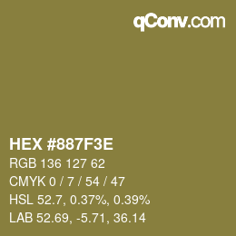 Color code: HEX #887F3E | qconv.com