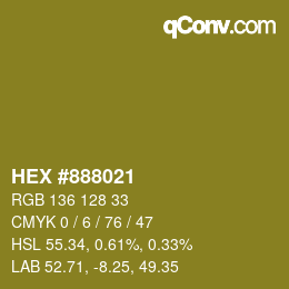 颜色代码: HEX #888021 | qconv.com