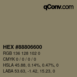 Color code: HEX #88806600 | qconv.com