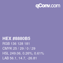 颜色代码: HEX #8880B5 | qconv.com
