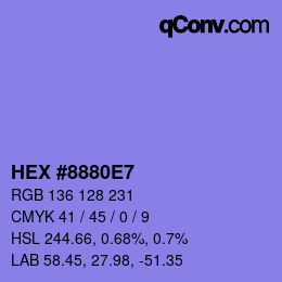 カラーコード: HEX #8880E7 | qconv.com