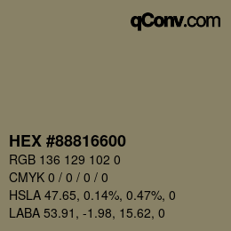 Color code: HEX #88816600 | qconv.com