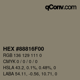 Color code: HEX #88816F00 | qconv.com
