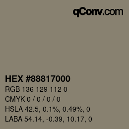 Color code: HEX #88817000 | qconv.com