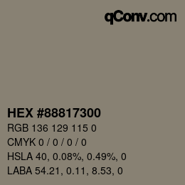 Color code: HEX #88817300 | qconv.com