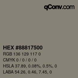 Farbcode: HEX #88817500 | qconv.com