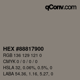 Color code: HEX #88817900 | qconv.com