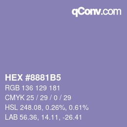 カラーコード: HEX #8881B5 | qconv.com