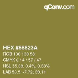Color code: HEX #88823A | qconv.com