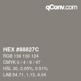 Color code: HEX #88827C | qconv.com