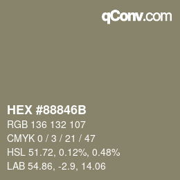 Color code: HEX #88846B | qconv.com