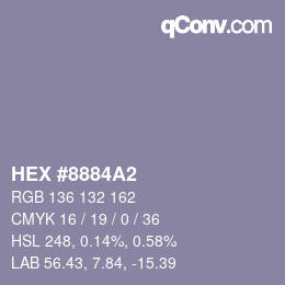 颜色代码: HEX #8884A2 | qconv.com