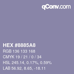 颜色代码: HEX #8885A8 | qconv.com