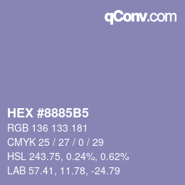 颜色代码: HEX #8885B5 | qconv.com