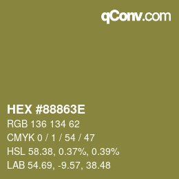 Color code: HEX #88863E | qconv.com