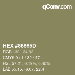 Color code: HEX #88865D | qconv.com