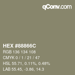 颜色代码: HEX #88866C | qconv.com