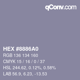 カラーコード: HEX #8886A0 | qconv.com