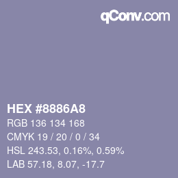 颜色代码: HEX #8886A8 | qconv.com