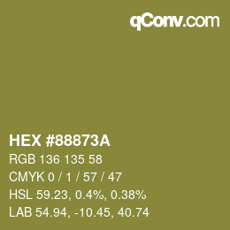 Color code: HEX #88873A | qconv.com