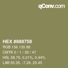 Color code: HEX #888758 | qconv.com