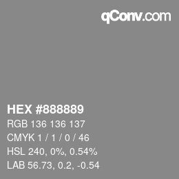 カラーコード: HEX #888889 | qconv.com