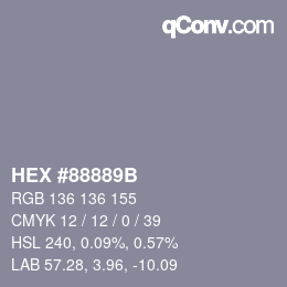 Color code: HEX #88889B | qconv.com