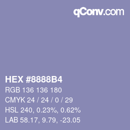 Código de color: HEX #8888B4 | qconv.com