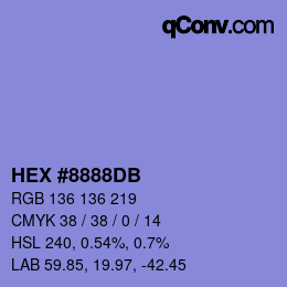 Color code: HEX #8888DB | qconv.com