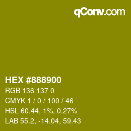 カラーコード: HEX #888900 | qconv.com