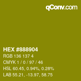 カラーコード: HEX #888904 | qconv.com
