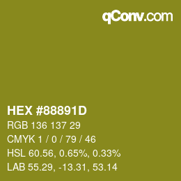 カラーコード: HEX #88891D | qconv.com