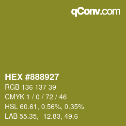 カラーコード: HEX #888927 | qconv.com