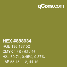 カラーコード: HEX #888934 | qconv.com