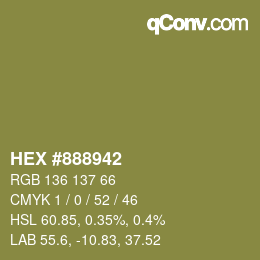 Farbcode: HEX #888942 | qconv.com