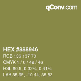 カラーコード: HEX #888946 | qconv.com