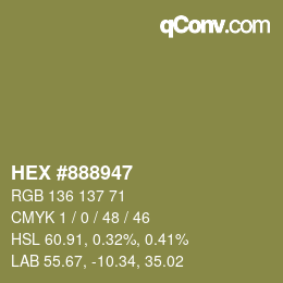 Color code: HEX #888947 | qconv.com