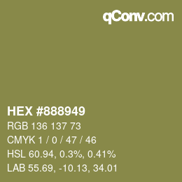 カラーコード: HEX #888949 | qconv.com