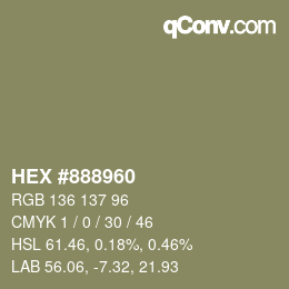 颜色代码: HEX #888960 | qconv.com