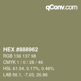 颜色代码: HEX #888962 | qconv.com