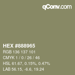 Farbcode: HEX #888965 | qconv.com