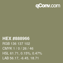 Farbcode: HEX #888966 | qconv.com