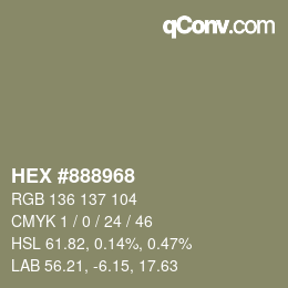 カラーコード: HEX #888968 | qconv.com