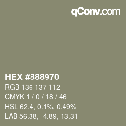 カラーコード: HEX #888970 | qconv.com